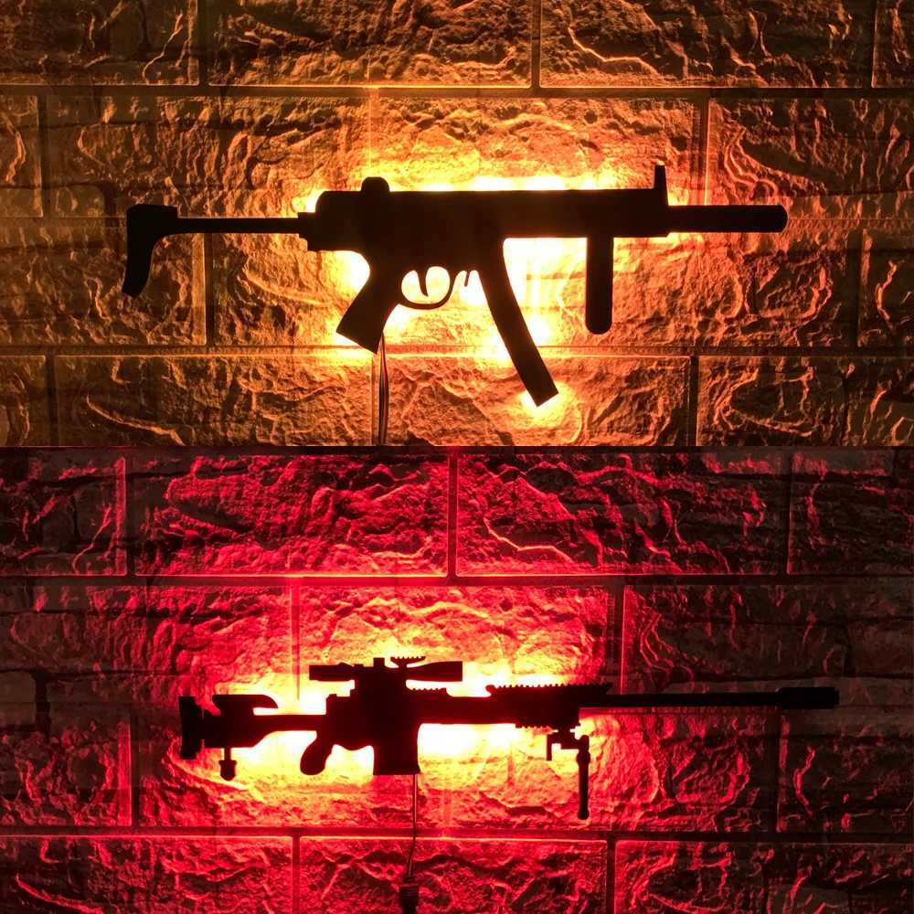 Personalized 3D LED gun-shaped luminous wall light interior background Aura Light USB colored night light M251118