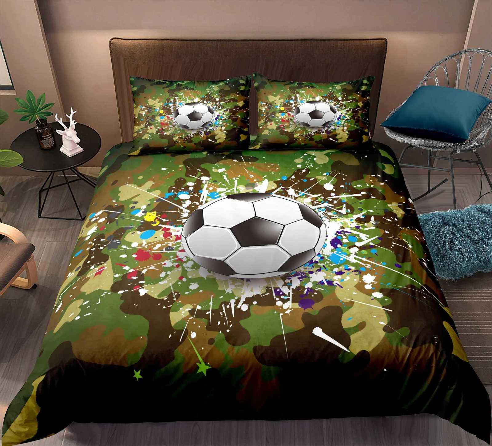 Bedding Set Football Pattern Duvet Cover Kids Adult Bed Set Room Decor Four Season 1 Duvet Cover1-2 cases Or SetM251118