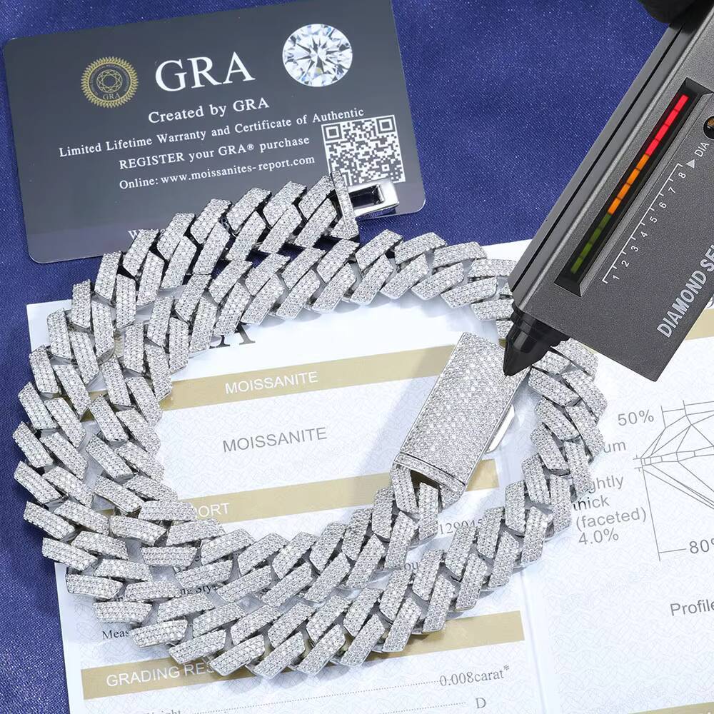 Laboratory cultivation 925 Silver Jewelry Moissanite Diamond Cuban Link Chain Hip Hop Custom Heavy Cuban Chain Bracelet and Necklace for Men