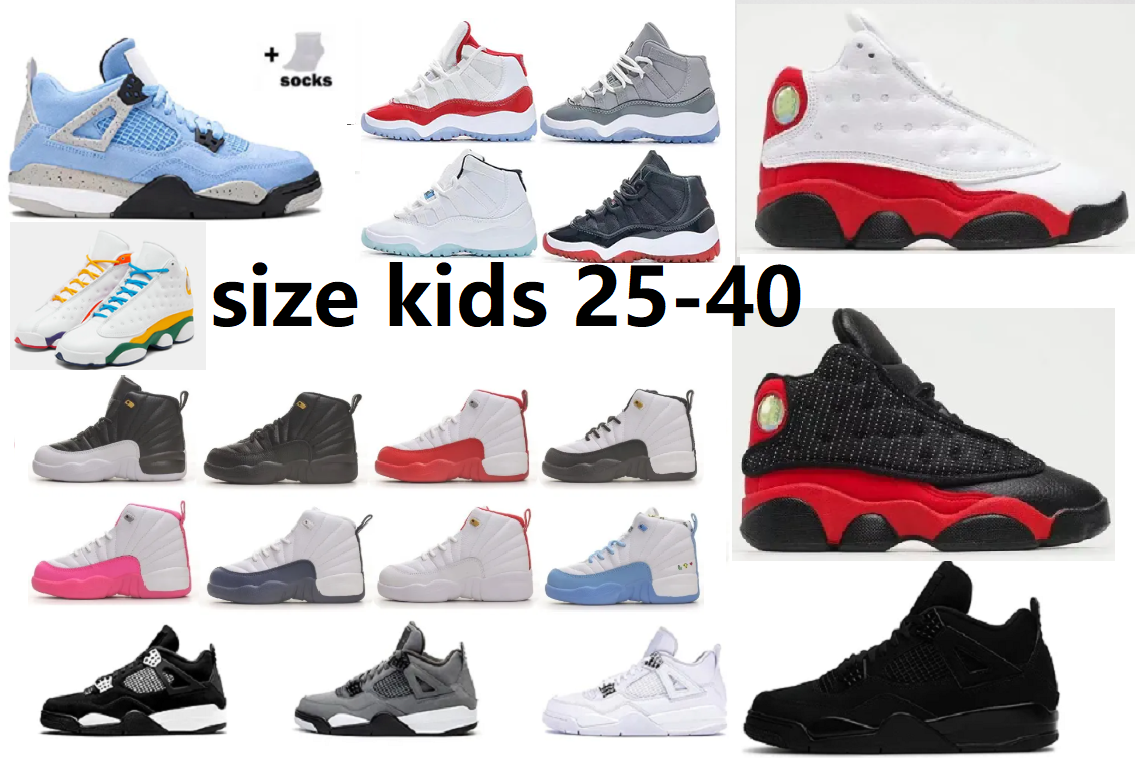 Boy Girls Blue 11 12 13 4 Cherry 11s Basketball Shoes Igloo Space Jam Low Bred Red Velvet Midnight Navy Cool Grey Gamma Blue UNC Metallic Silver youth toddler Sneakers