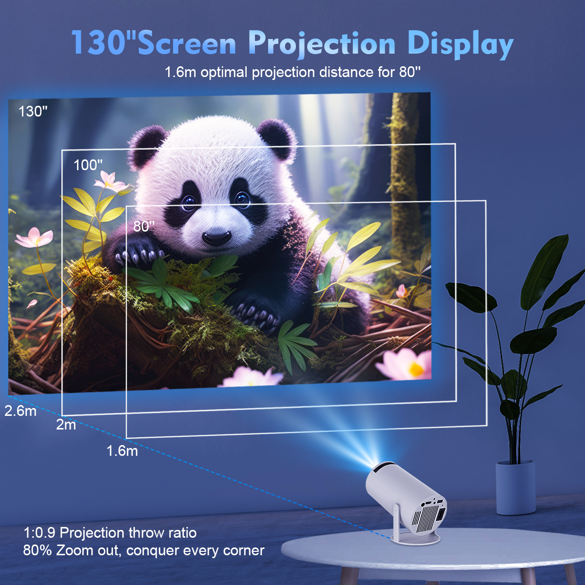HY300 Projector with Dual WiFi6 - 260 ANSI Lumens, BT5.0 & Android 11 for Home and Outdoor Use
