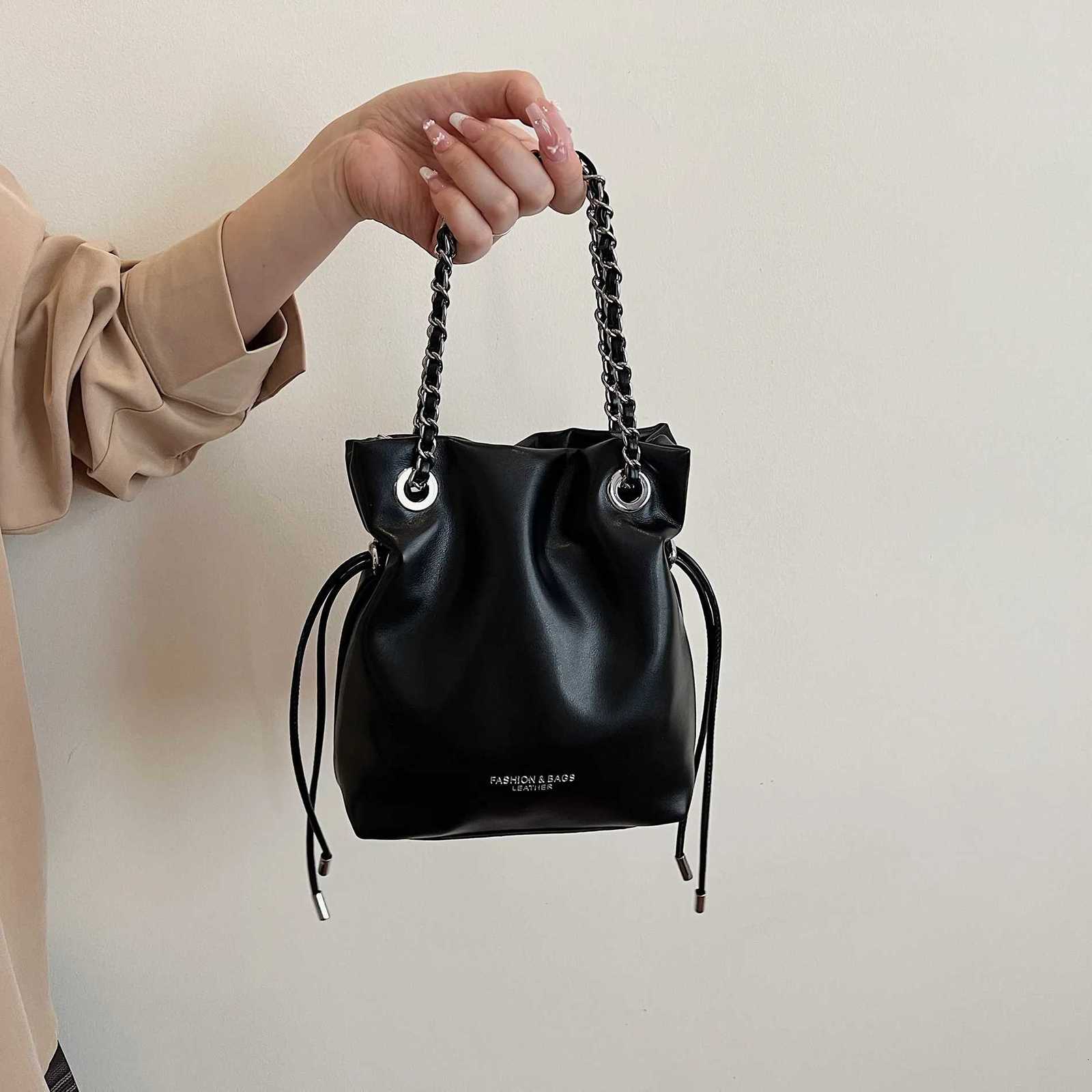 Korean Style Chain Drawstring Bag 2025 - Underarm Shoulder/Crossbody Trendy for Work Commute Weekend ShoppingW251118