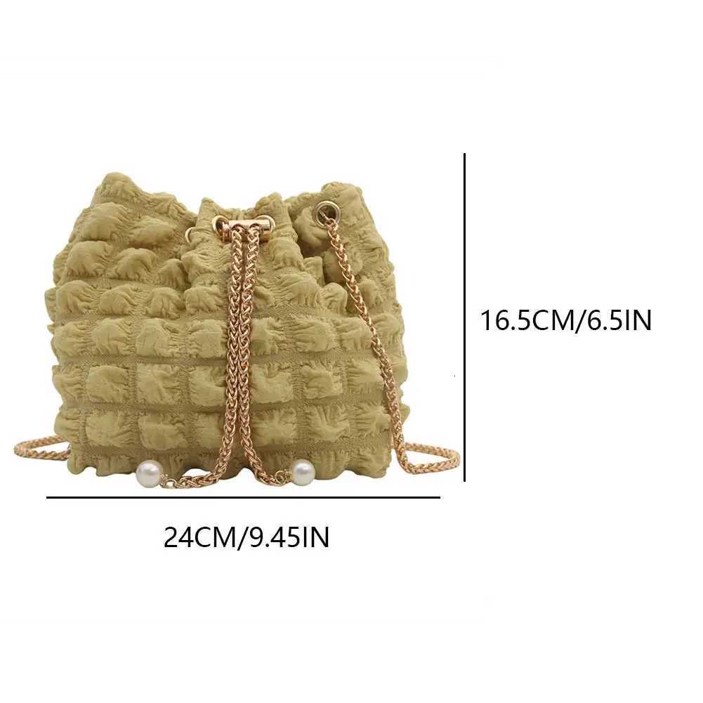 America Drawstring Chain Small Satchel High Quality Womens Bag Solid Pleatd Crossbody Bag Ladies High-end Bucket Bag Tote PurseW251118