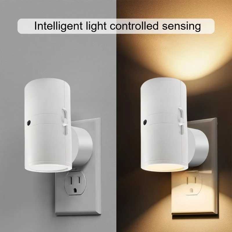 Modern LED Night Light Plug in 3 Colors Temperatures Dimmable Nightlight with Light Sensor for Bathroom Hallway Bedroom Stairway M251118