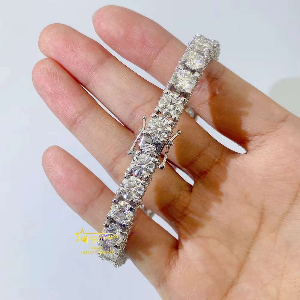 Hip Hop Jewelry Factory Price Iced Out Gra Vvs Moissanite 6.5mm Gold Plated Tennis Chain Bracelet