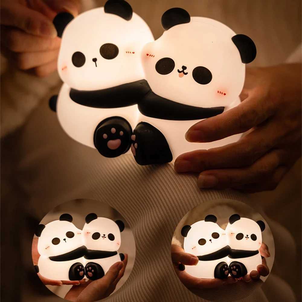 Cute Hug Panda Night Light LED Squishy Animal Night Lamp 3 Level Dimmable Nursery Nightlight for Breastfeeding Toddler Baby Kids M251118