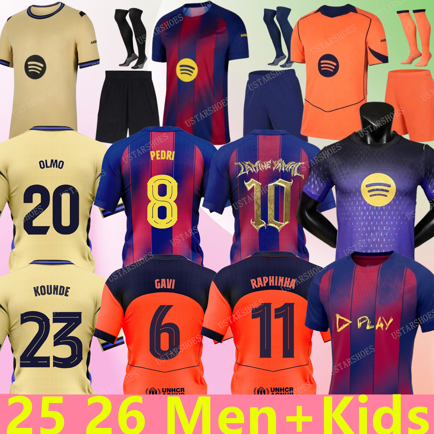 2025 2026 LAMINE YAMAL PEDRI GAVI Soccer Jersey FERRAN RAPHINHA Camiseta De Football Shirt KOUNDE FERMIN OLMO F. DE JONG 25 26 ANSU FATI Football BALDE CUBARSI Men Kids