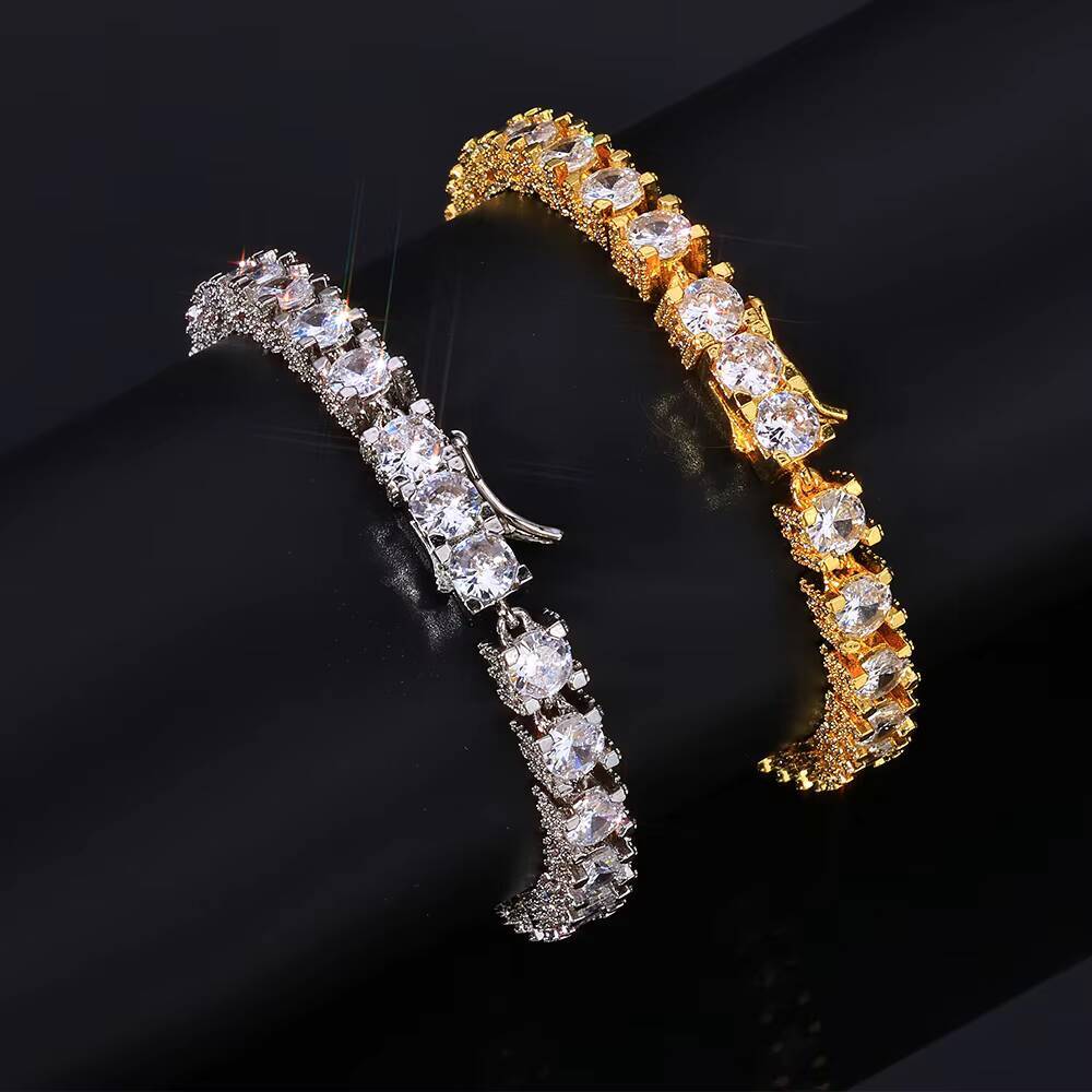 Laboratory cultivation of Moissanite Womens Hip Hop Fine Jewelry Bracelet 6mm Iced Out CZ Tennis Chain Bling Cubic Zirconia Jewelry