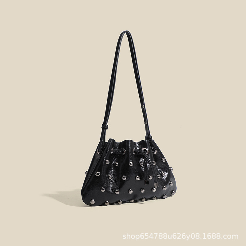 designer bag 2025 New Rivet Underarm Women's Fashion Versatile Handheld Bucket Single Shoulder Tote Bundle Bag