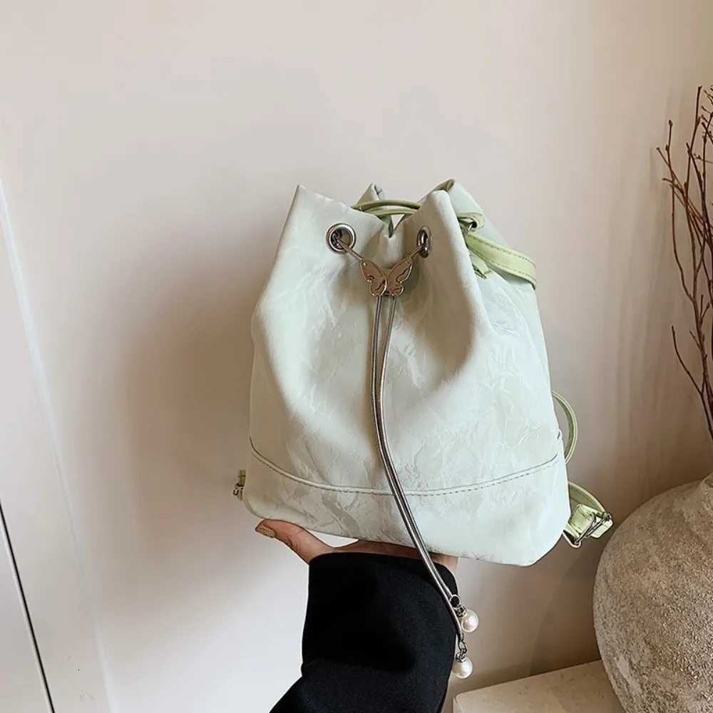 New Large Capacity Womens Backpack PU Leather Drawstring School Bag Adjustable Strap Travel Bag LadiesW251118