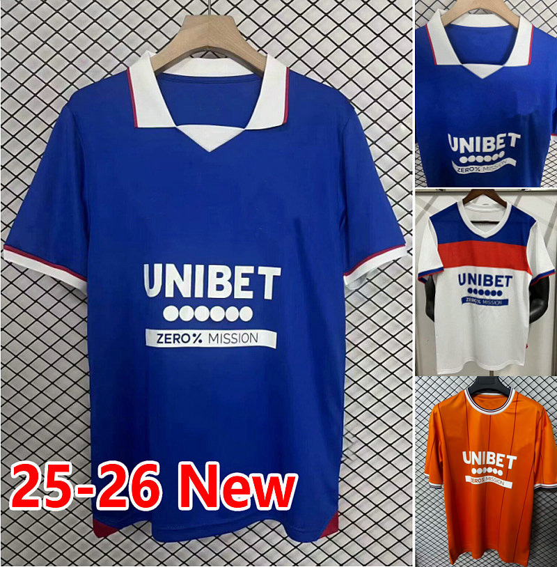 25 26 Glasgow RangersS Soccer Jerseys 2025 2026 ROTHWELL Fourth TAVERNIER BARRON CHERMITI DIOMANDE Away white Football Shirt AASGAARD men Kids Kit men size S-4XL