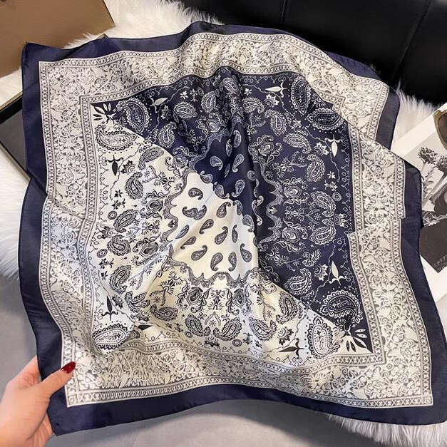 DHcollections 60x60cm Polyester Square Scarf Floral Print Fashion Neckwear for Women Office Elegant Casual Accessory Multiple Colors