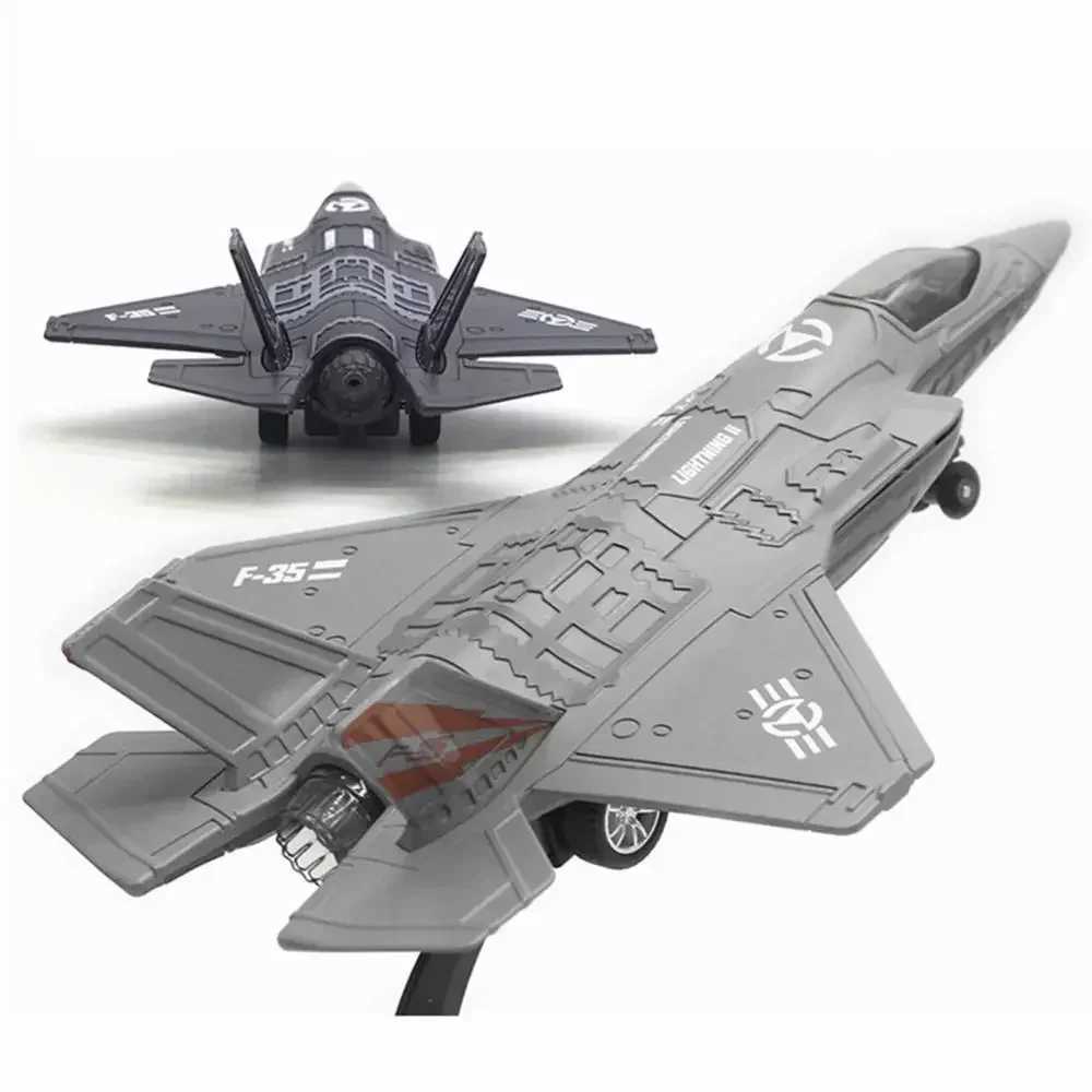 Alloy Large Pull Back F-35 Fighter Aircraft Model Music LED Airplane Toy Gift C251118