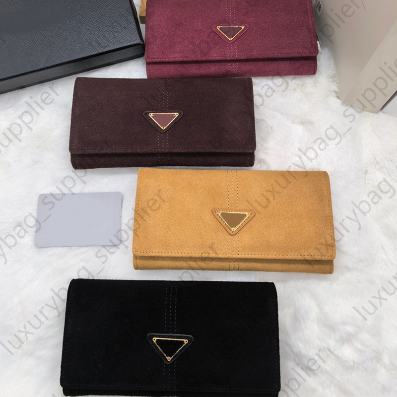 Suede Designer Wallet Coin Purse Card Holder Designer Wallet Women Long Wallet Clutch Bag Handbag Fashion Cowhide Genuine Leather Plain Color Card Bag Purse