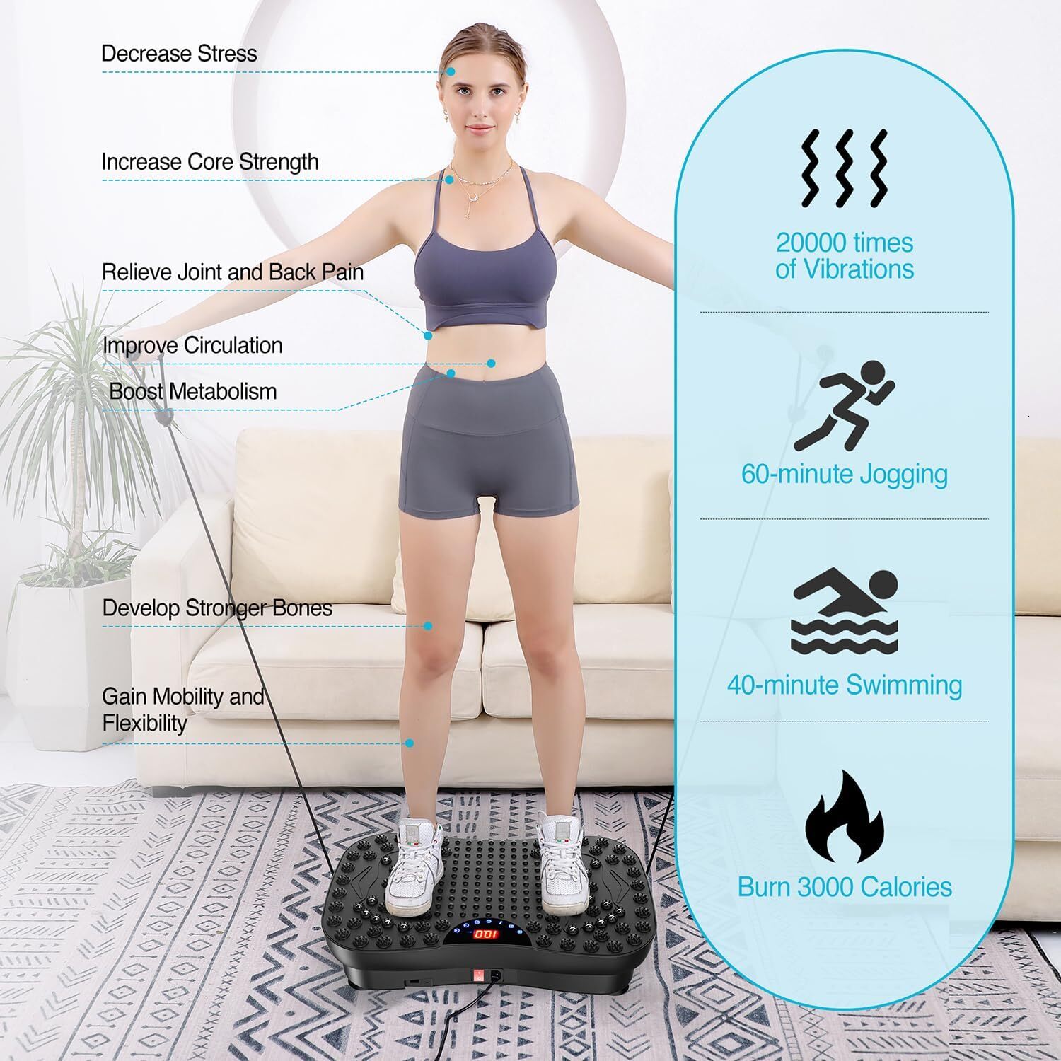 AXV Vibration Plate Exercise Whole Body Portable Mini Vibrate Fiess Platform Lymphatic Drainage hine for Weight Loss Shaping Toning Wellness Home Gyms