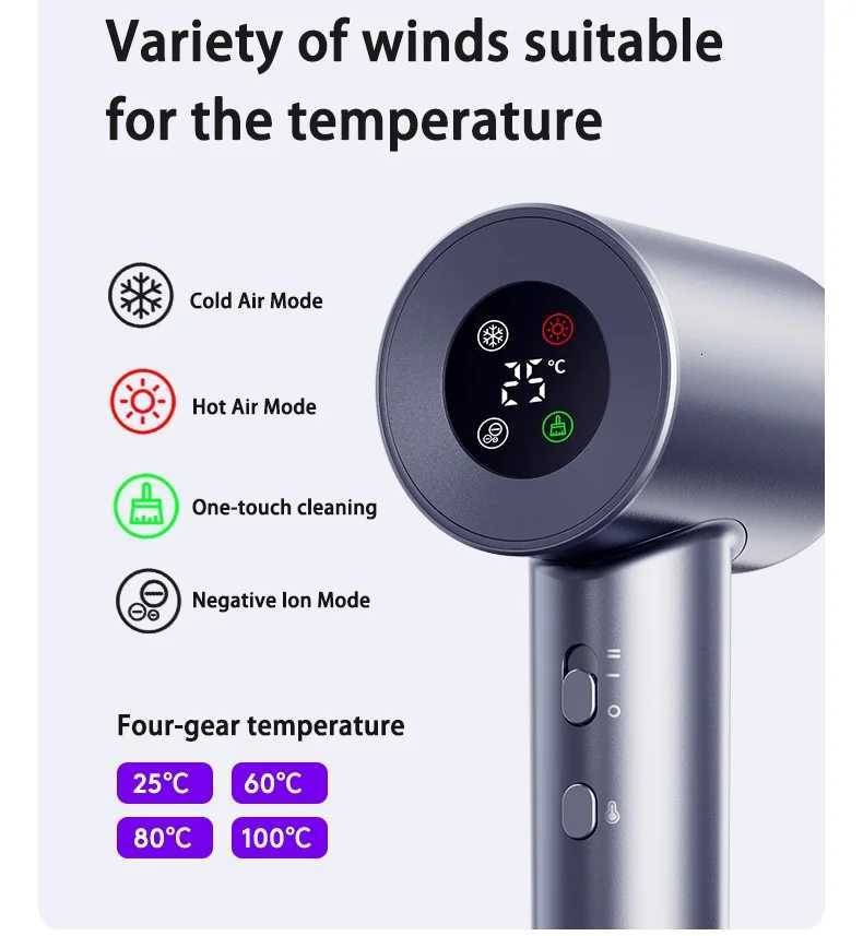 Professional BLDC Ionic110000rpm High Speed LCD Hair Dryer Negative Ions Salon Hair Blow Dryer With Magnetic Nozzle for Home UseT251118