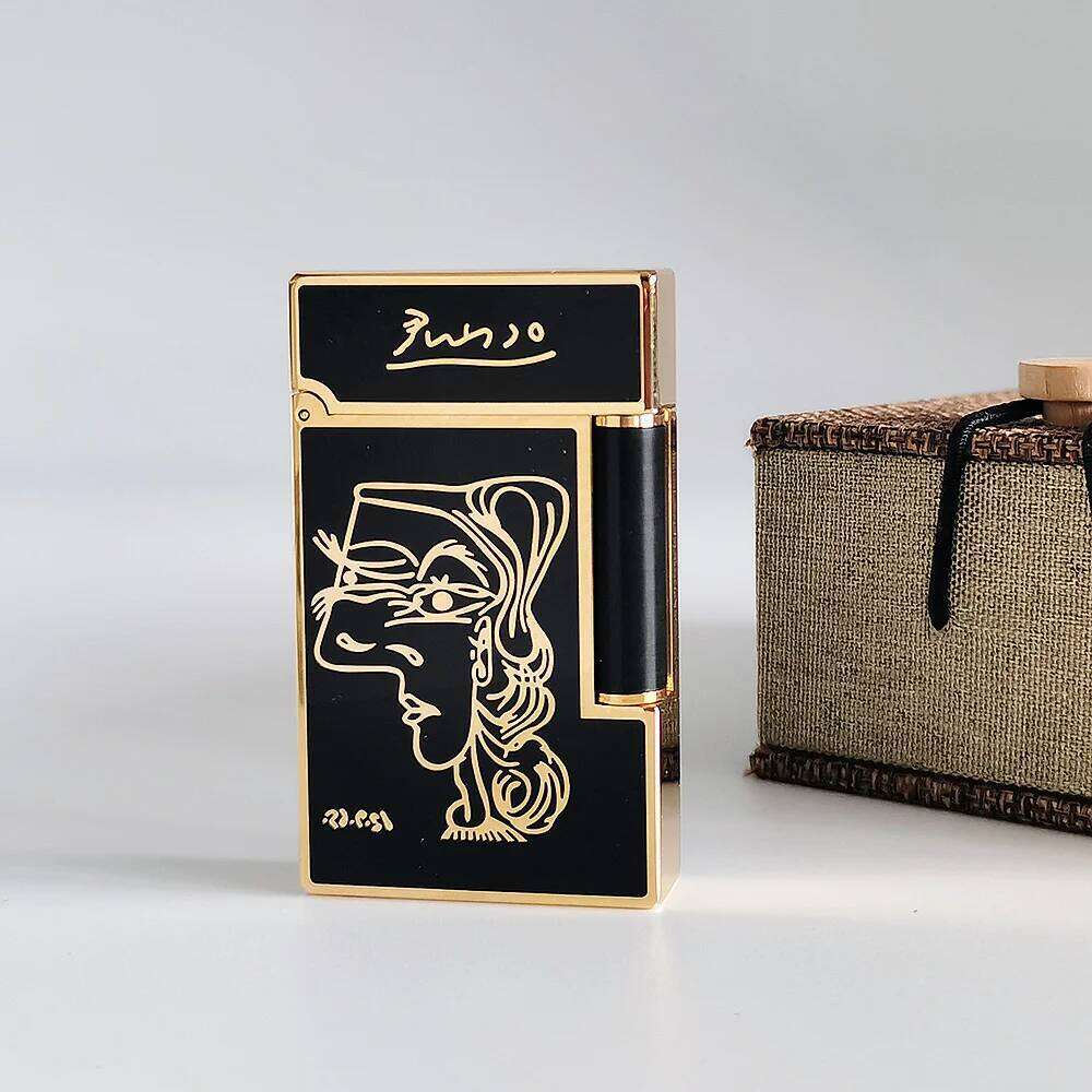 Lighter Lacquer Brass Picasso Smoking Cigarette Accessories Tobacco Cigar Gadgets Men Gifts Collections High-Quality