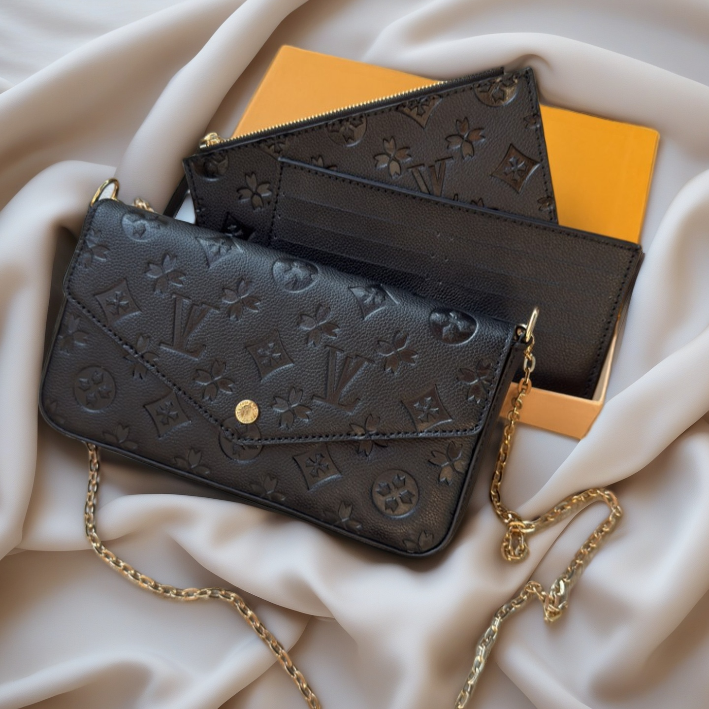 Designer Shoulder Bags 3/P Set Top Luxury Designer Wallet Shoulder Bag Women Classic Flower Pochette Felicie Bag Leather Clutch Tote Female Messenger Bag