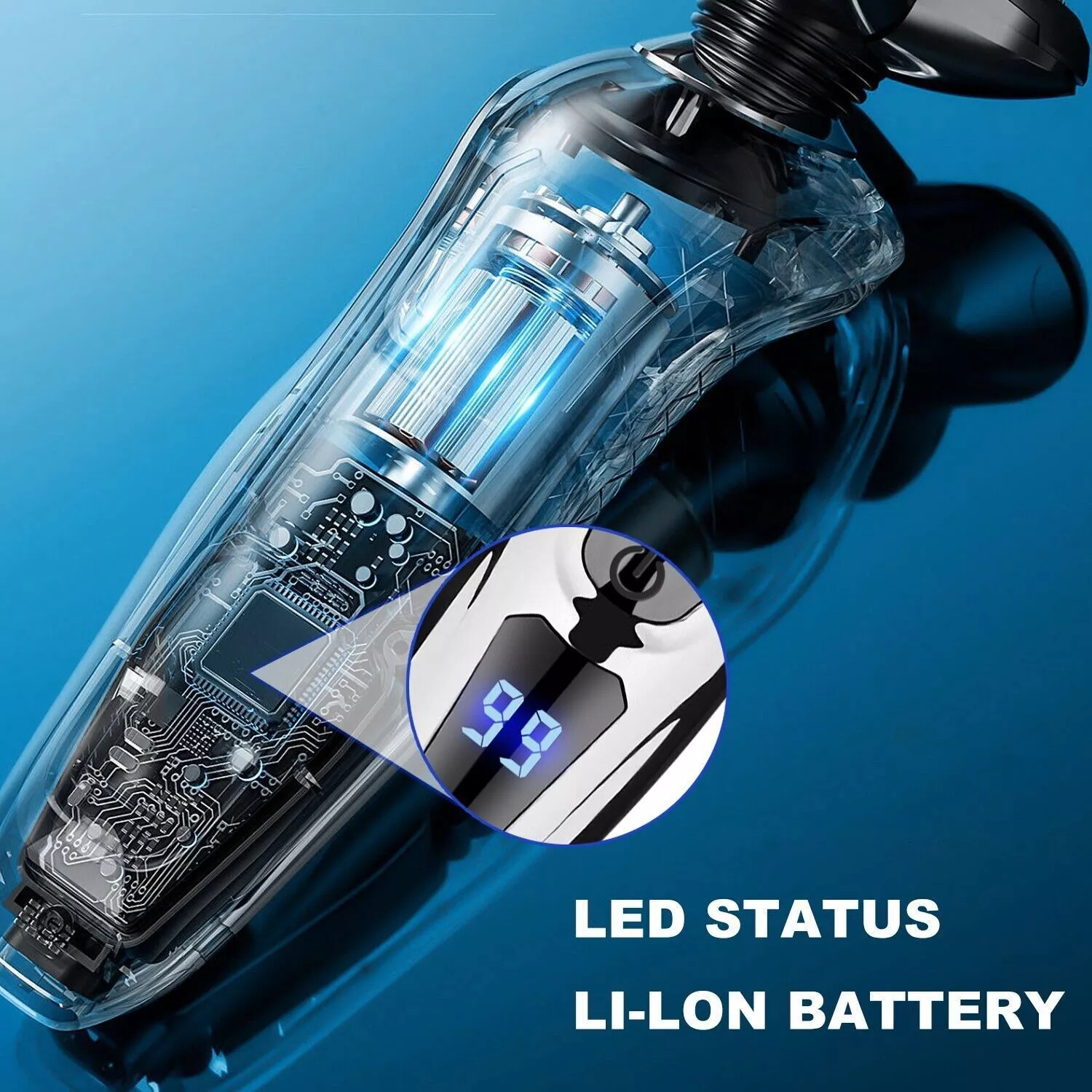 Men's Wet/Dry Electric Shaver, USB Rechargeable Rotary Razor with LED Display, Fast Charging, and Floating 3-Blade Head for Smooth Shaving