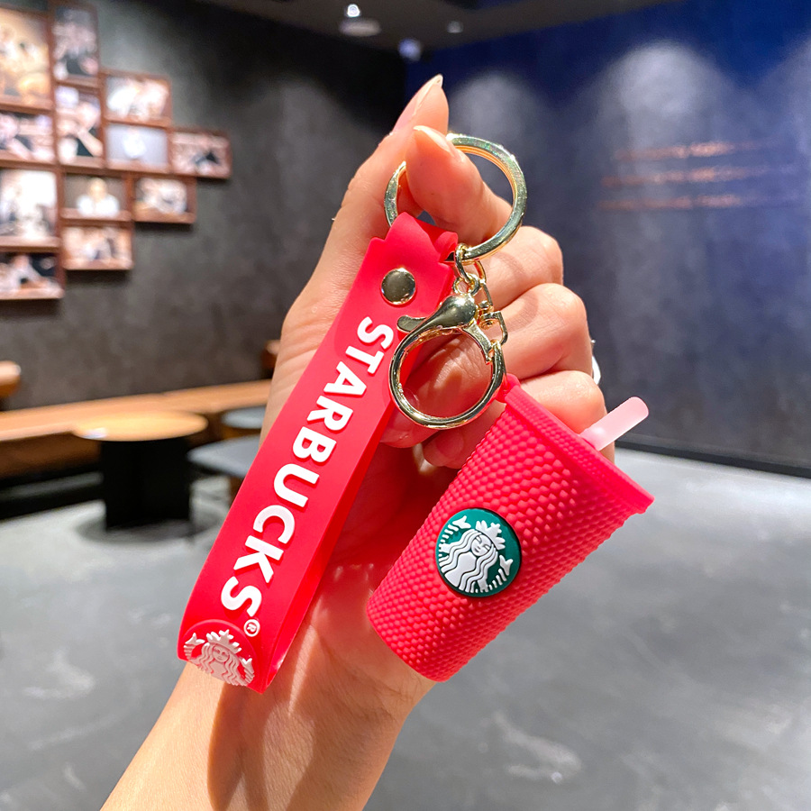 Free shipping Keychains Lanyards Starbucks keychain pendant couple bag car keychain decoration floor push gift