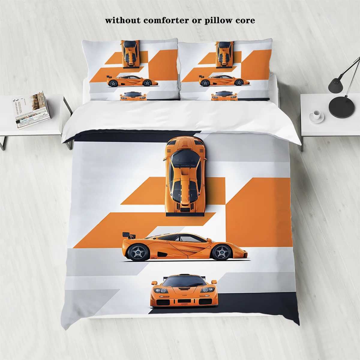 3pcs sports car racing print bedding set 1 quilt cover 2 cases unfilled skin-friendly breathable anti-pillingM251118