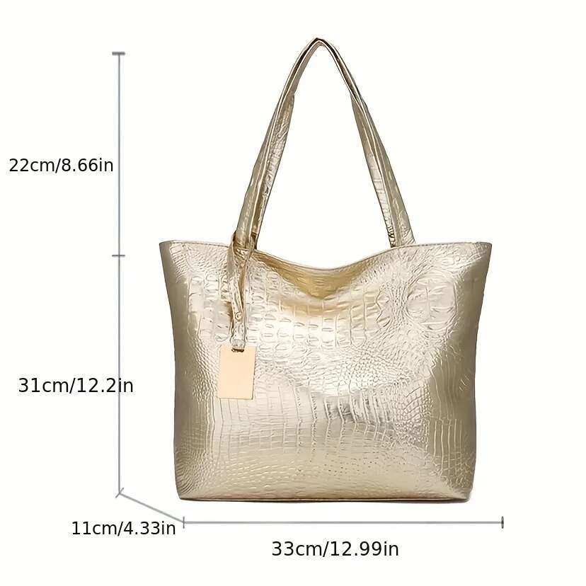 Fashion Large Capacity Crocodile Women Shoulder Pu Leather Lady Handbags Sier Gold Hand Bags Big Tote Bag