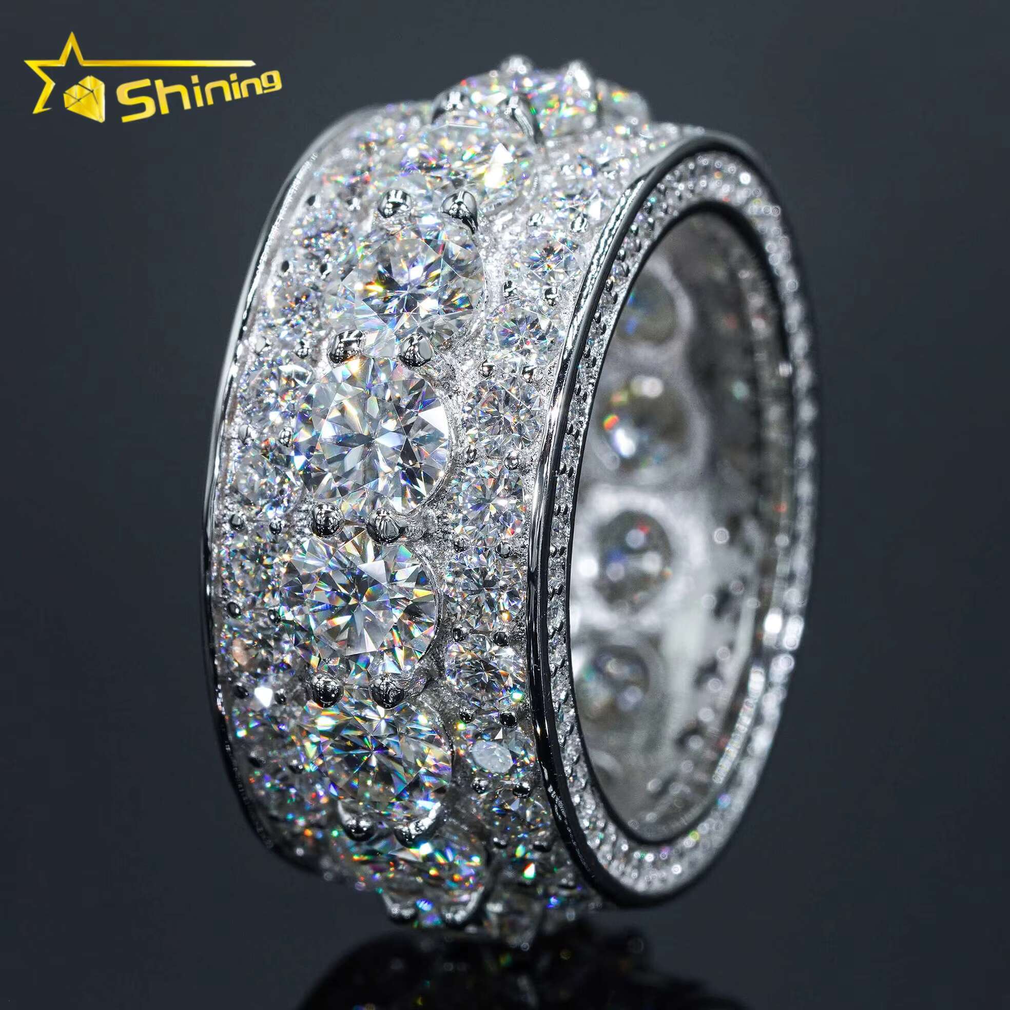 Hot Sale Fine Men Engagement Rings Sier Moissanite Dia Ring Iced Out Jewelry