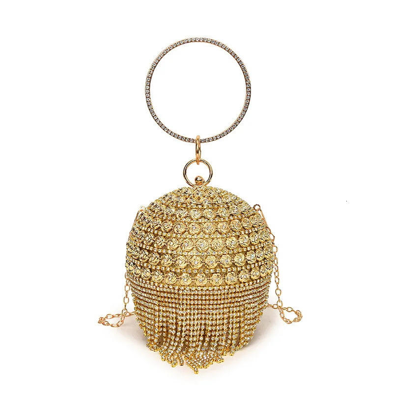 Fashion Tassel Circular Ball Bag Womens Handbag Glitter Diamond Evening Bag Wedding Party Clutch Purse Crossbody Bag 250417