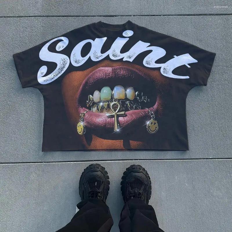 Women's T Shirts Hip Hop Punk Top Streetwear Retro Goth Oversized Shirt Loose Harajuku Men Women Graphic Round Neck Short Sleeves