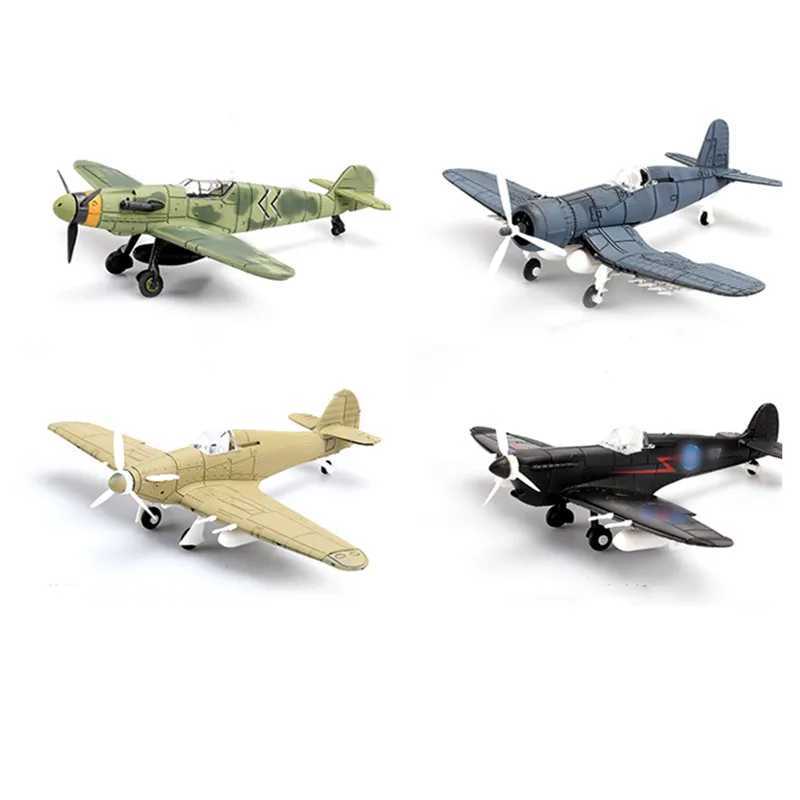 4D 1/48 WW II Fighter BF-109 Spitfire F4U Hurricane P-51 Assembly Puzzle Model Military Airplane Toy C251118