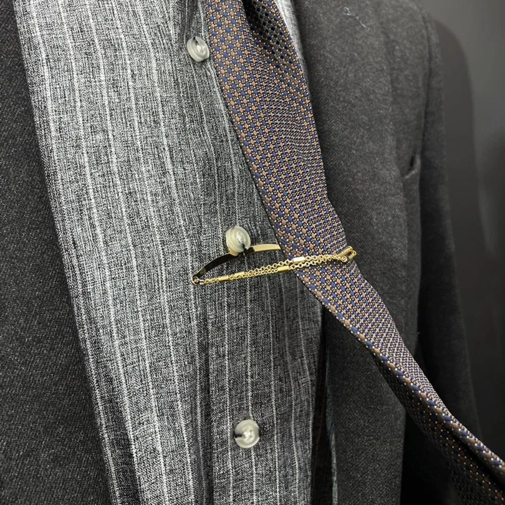 Vintage Men Tie Clip Shirt Chain Buckle U-Shaped Tie Clips Chain Jewelry Business Banquet Wedding Formal Tie Necktie Accessories 250417