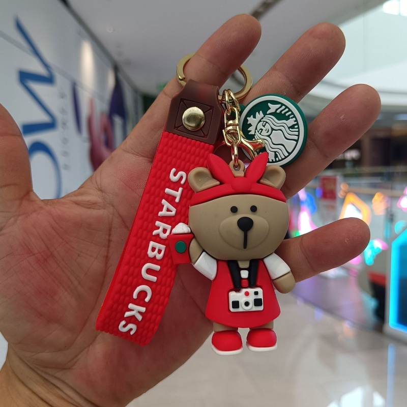 Free shipping Keychains Lanyards Starbucks Bear Keychain Cartoon Exquisite Car Keychain Doll Bag Pendant fashion simple