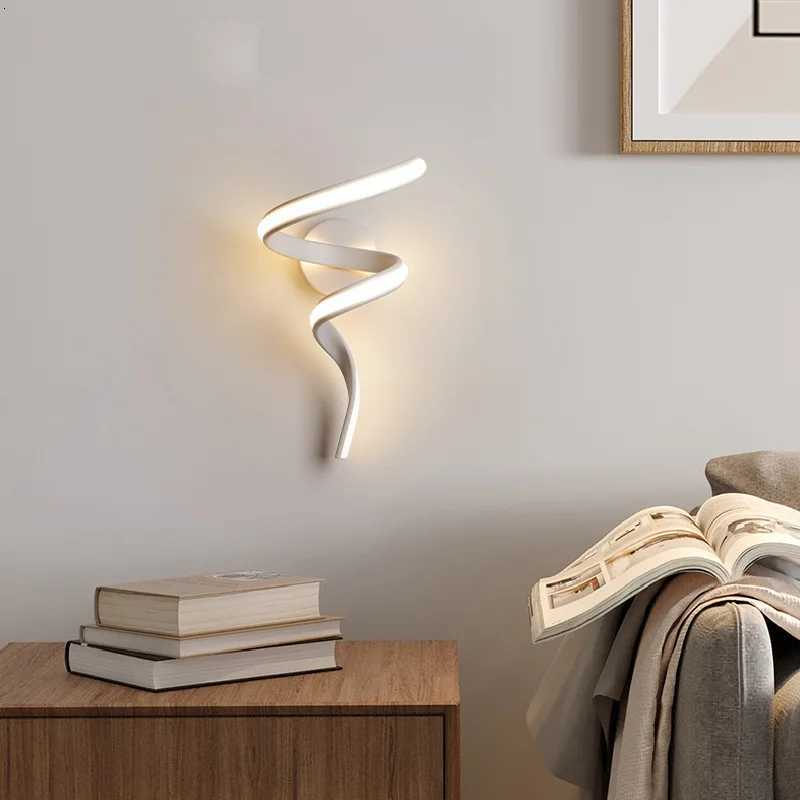 LED Wall Lamp Nordic Spiral Sconce Light For Stairs Bedroom Bedside Study Hallway Background Indoor Decor Wall Lighting Fixtures M251118