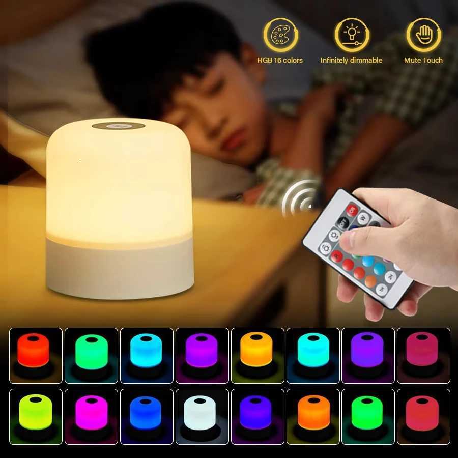 13 Color LED Table Lamp - Touch Remote Control Dimmable Rechargeable Bedside Night Lamp for Room Decor M251118