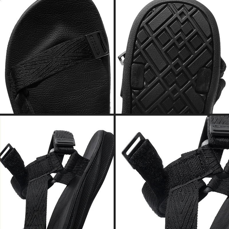 Summer Mens Casual Breathable Black Sandals Non-slip Flip Flops High Quality OutDoor Beach Slippers Water Shoes 250417