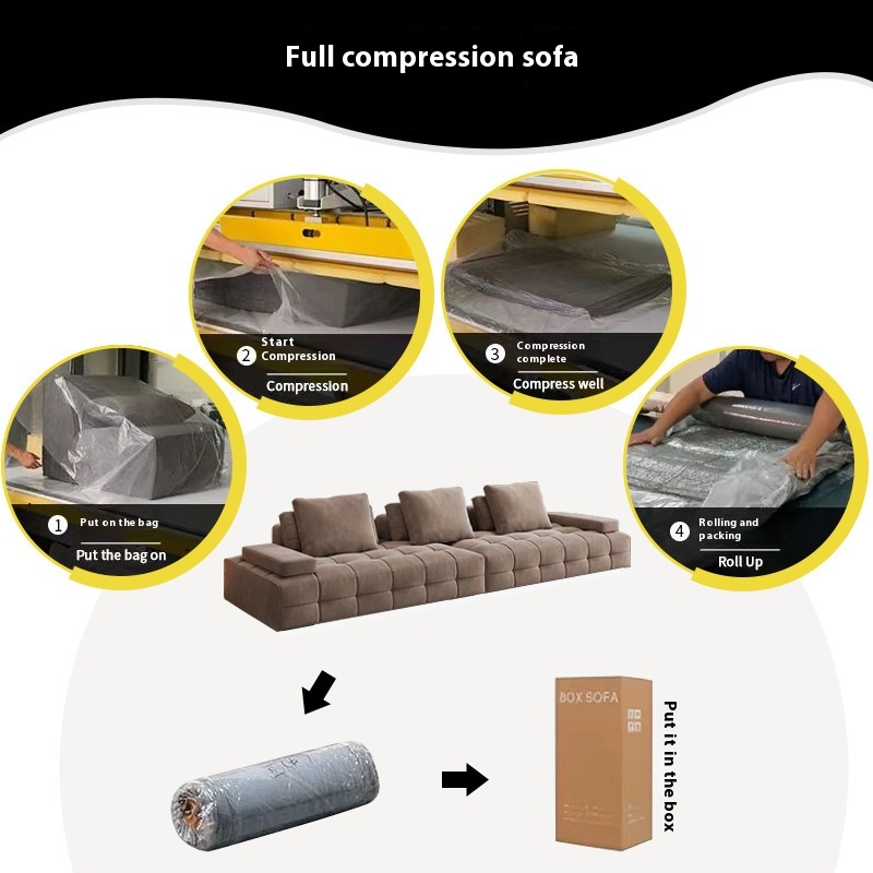 Full Compression Foldable Sofa Bed, Customizable Color & Size Tofu Block Sofa, Space-Saving Fabric Couch with Cushions
