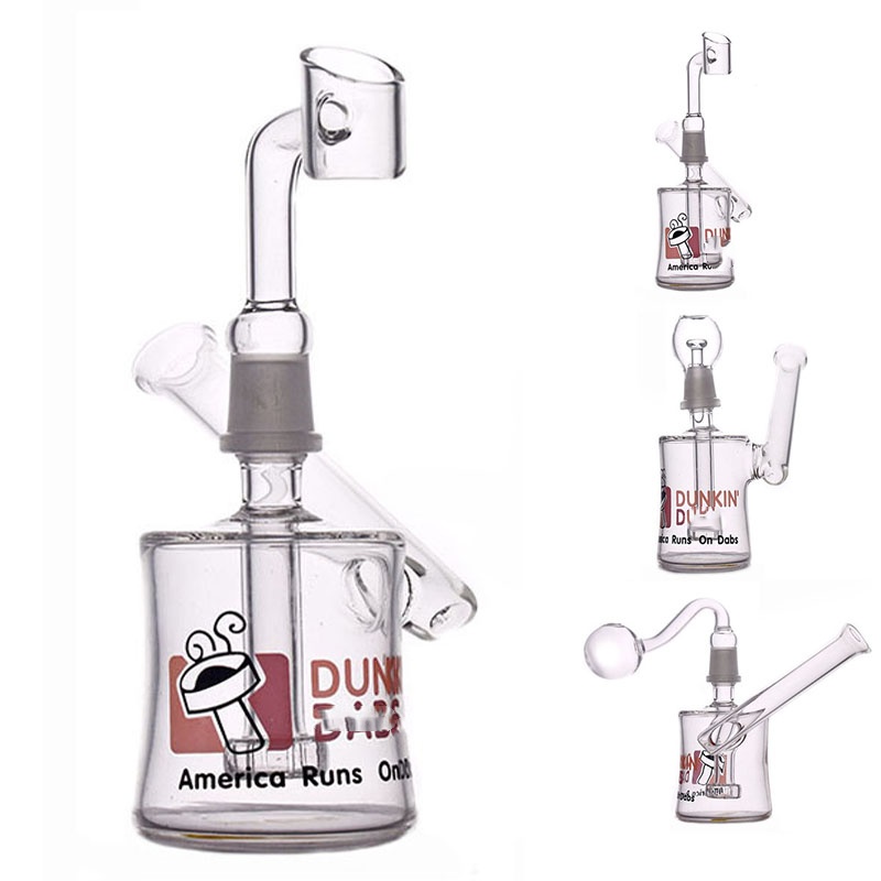Dunkin American Runs On Mini two function clear Mini bubbler glass mini hookah 14mm water pipe oil bong