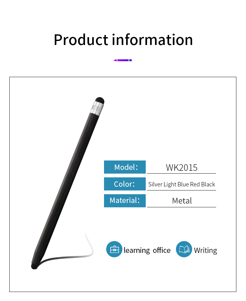 2 in 1 Metal Replaceable Rubber Tip Stylus Pen Pencil Stylus Touch Pen for Touch Screen for iPad and iPhone Universal Touch Phone Pen Mobile Phone Acc