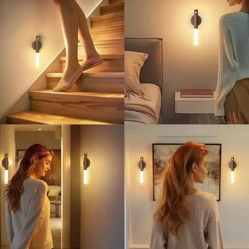 Night light Motion sensor night light Rechargeable wall light Magnetic wall light Wooden wall light for bedroom stairs M251118