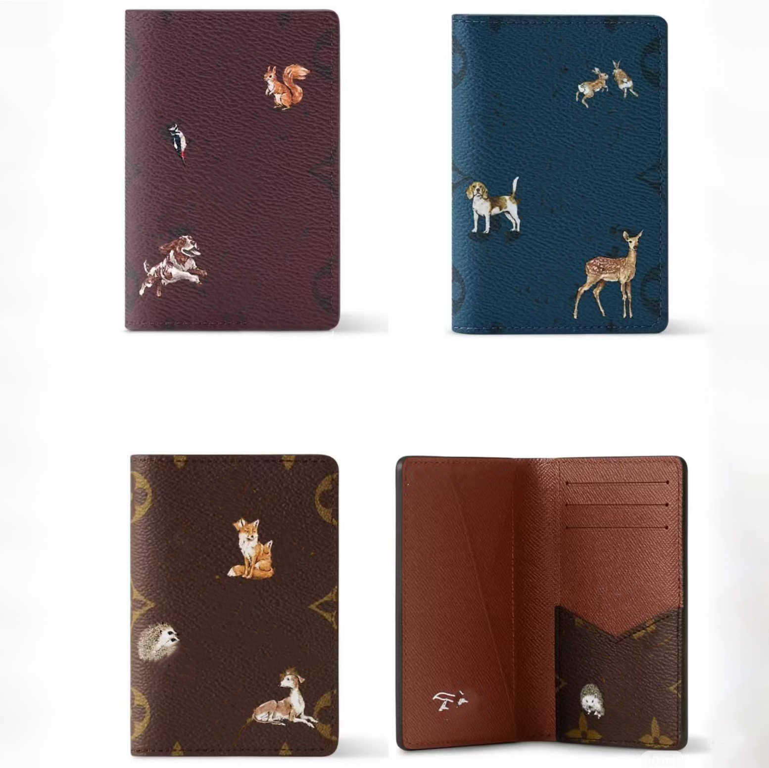 10a Designer Pocket Organizer Forest Animal Passport Holder Wallet Designer Woman Mans Real Leather Old Flower Animal Wallet Card Holder Purse M27020 M26979 Top