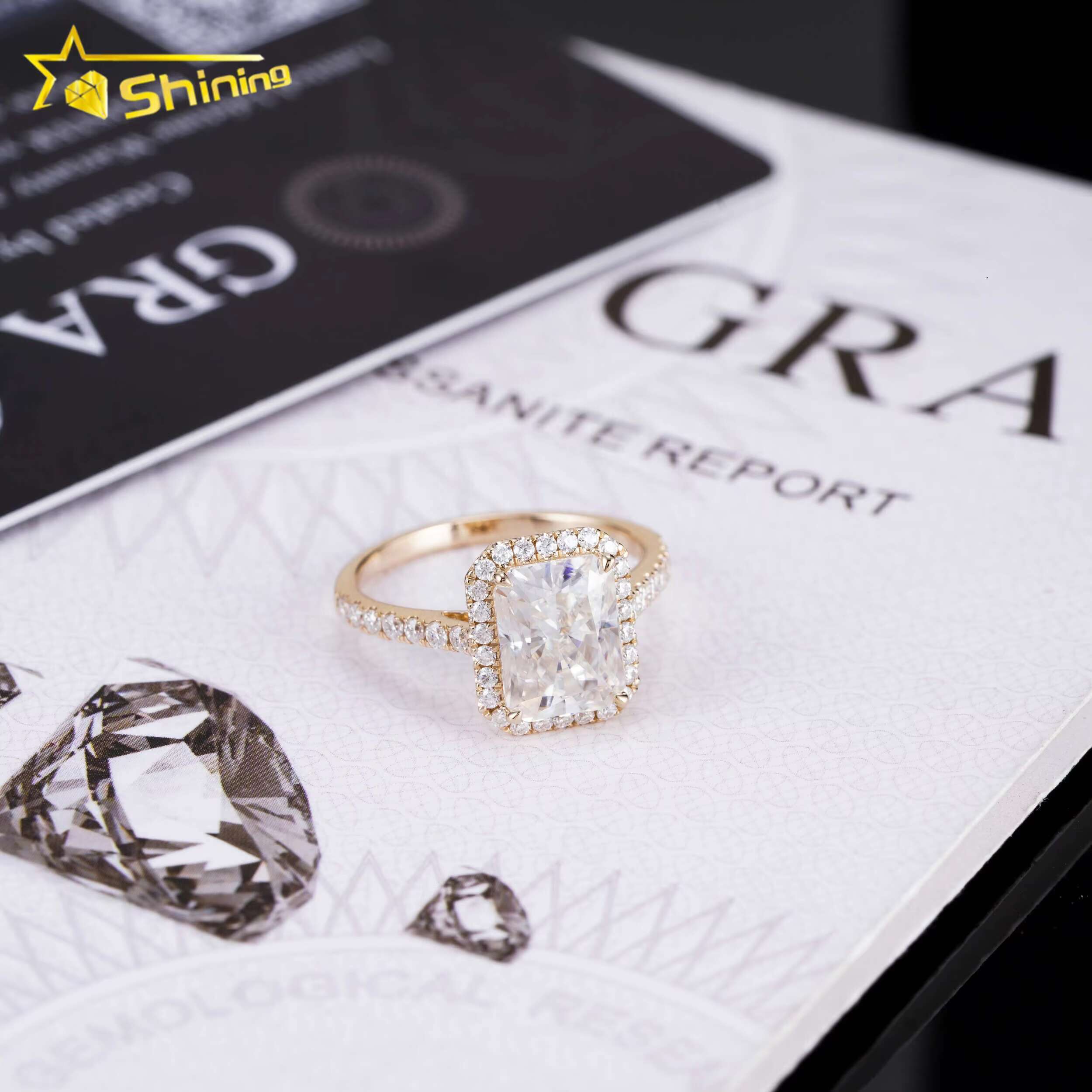 Top Quality 14k Gold 3ct Radiant Cut D Color VVS Moissanite Dia Engagement Ring for Women