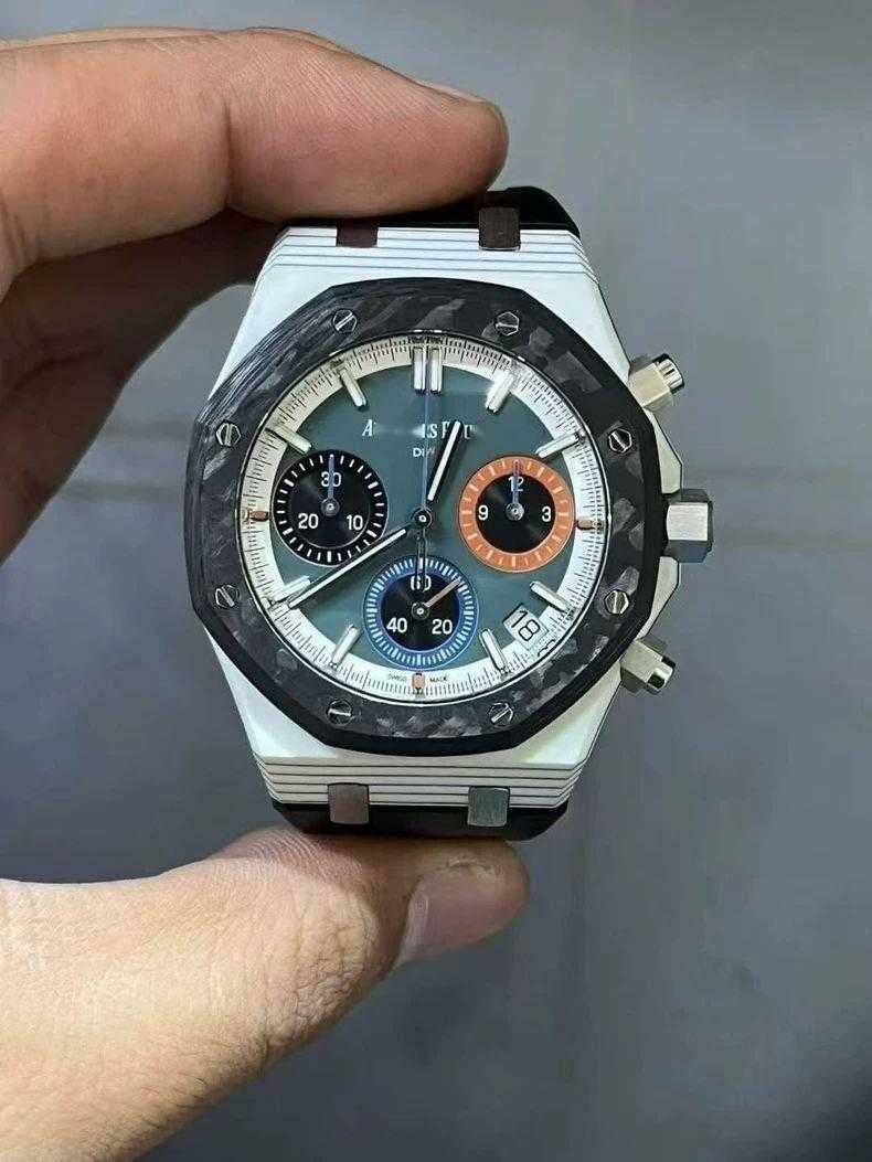 Luxury Watch Designer Roya1 0ak DIW Modify 26240 41mm Carbon Fiber Date Display Wristwatch Automatic Mechanical Movement Chronograph Watches Swiss Watch2366