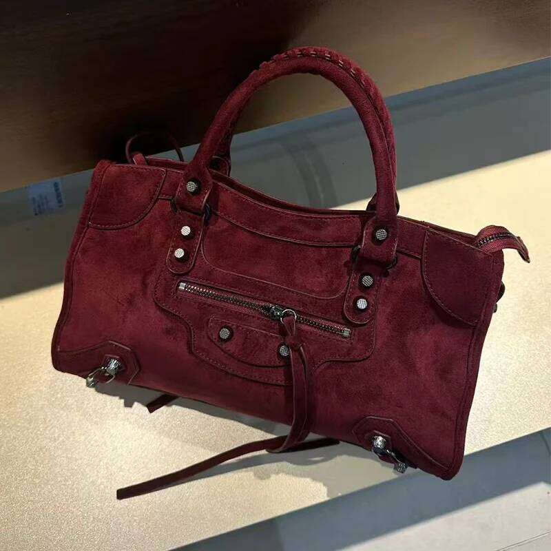 Retro Suede Motorcycle Women's City Handbag, Leather Crossbody Bag, Single-Shoulder Armpit Bag