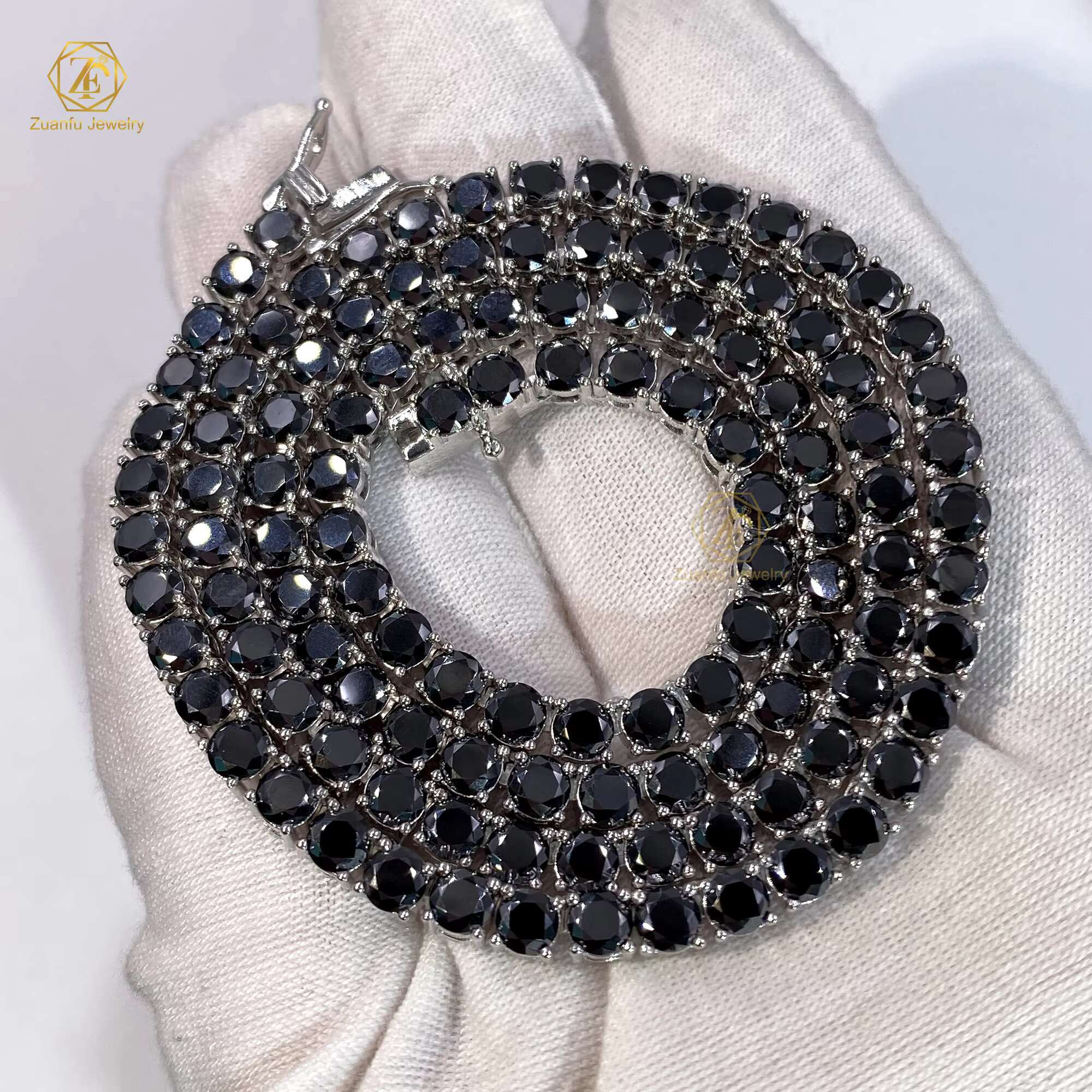Wholesale 925 Silver Moissanite Tennis Chain Necklace in 2mm 3mm 4mm 5mm 6.5mm Black Color Popular Product Necklace for Men