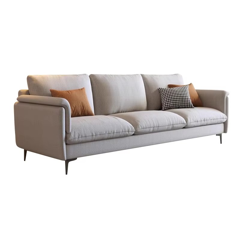 Small Space Sofa with Chaise Lounge, Removable Washable Fabric Couch, Modern Minimalist Living Room Sofa with Cushions, Stylish & Practical Home Furni