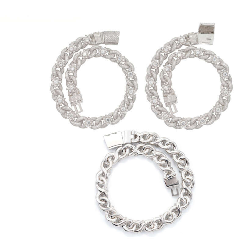 Sterling Silver Gold 925 Moissanite Cuban Chain Hip Hop Pass Diamond Tester Cuban Link Chains Pendant Mens Women Fashion High Quality Gift Moissanite 