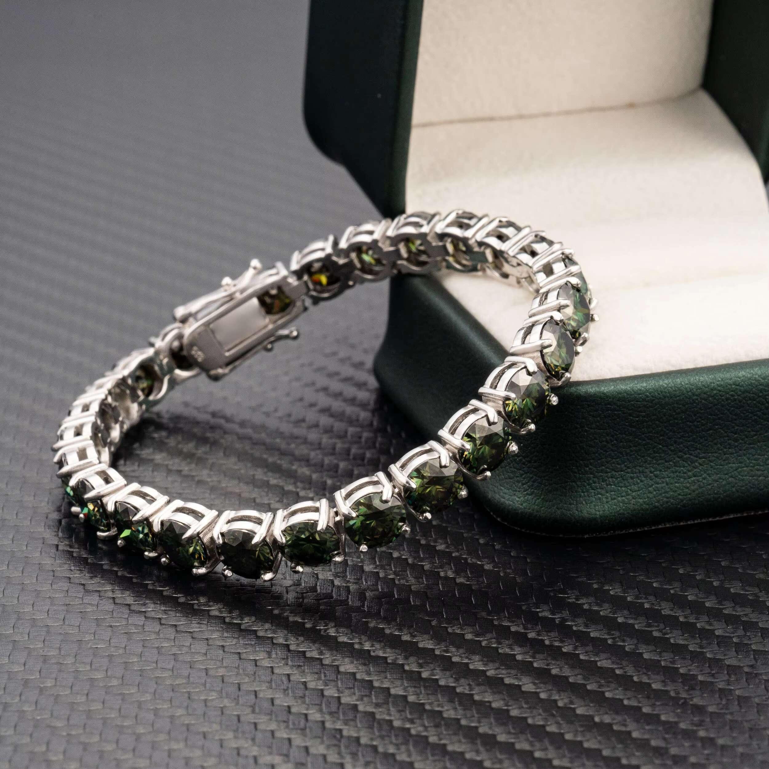 Top Quality Hot Selling Pass Dia Tester Sier 5mm 6.5mm Color Bracelet Green Moissanite Tennis Chain