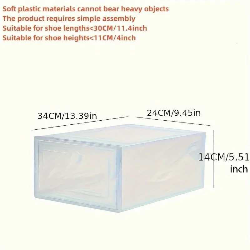 3/6pcs Plastic Shoes Case Drawer Case Thicke Transparent Shoebox Fold Shoe Organizer Plastic Shoe Boxes Stackable Box H251117