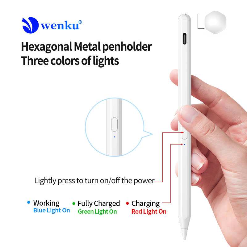 Wholesale Factory Active Pencil Stylus with Hexagonal Metal Penholder Touch Screen Pen with Palm Rejection Tilt Function for Ipad Air Pro mini7