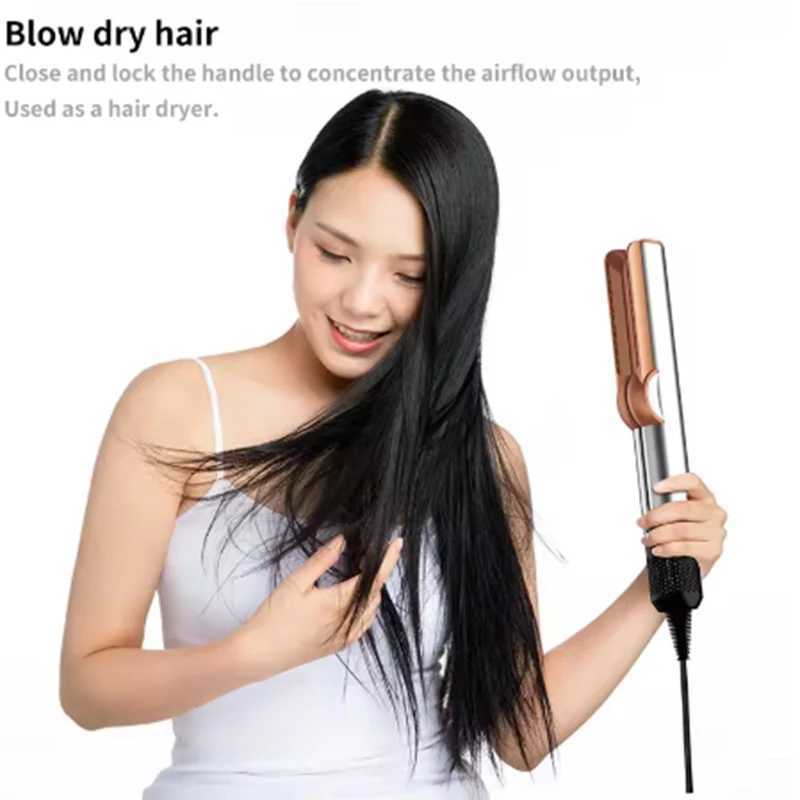 2-in-1 professional straightener and hair dryer heated straightening iron for home and travel use W250418